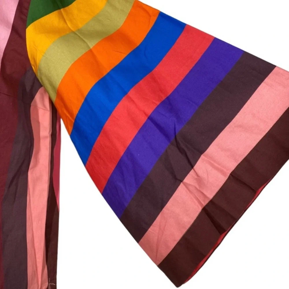 Anthropologie Geisha Designs Rainbow Striped Statement Top Size XS - Picture 3 of 6